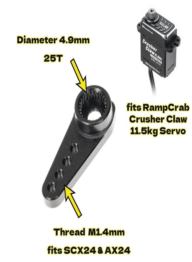 RampCrab RC Micro Servo Horn, 25T, Diameter 4.9mm, M1.4mm, Aluminium Alloy 7075, Servo Arm Upgrade Accessory for AX24 & SCX24 - Image 2